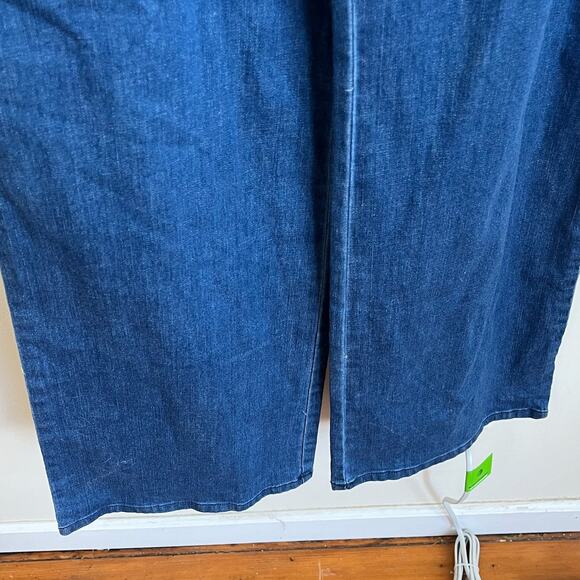 Y2K Wide Leg Womens Denim Jumpsuit Size M Blue Concert Festival Boho High Waist - Picture 6 of 9
